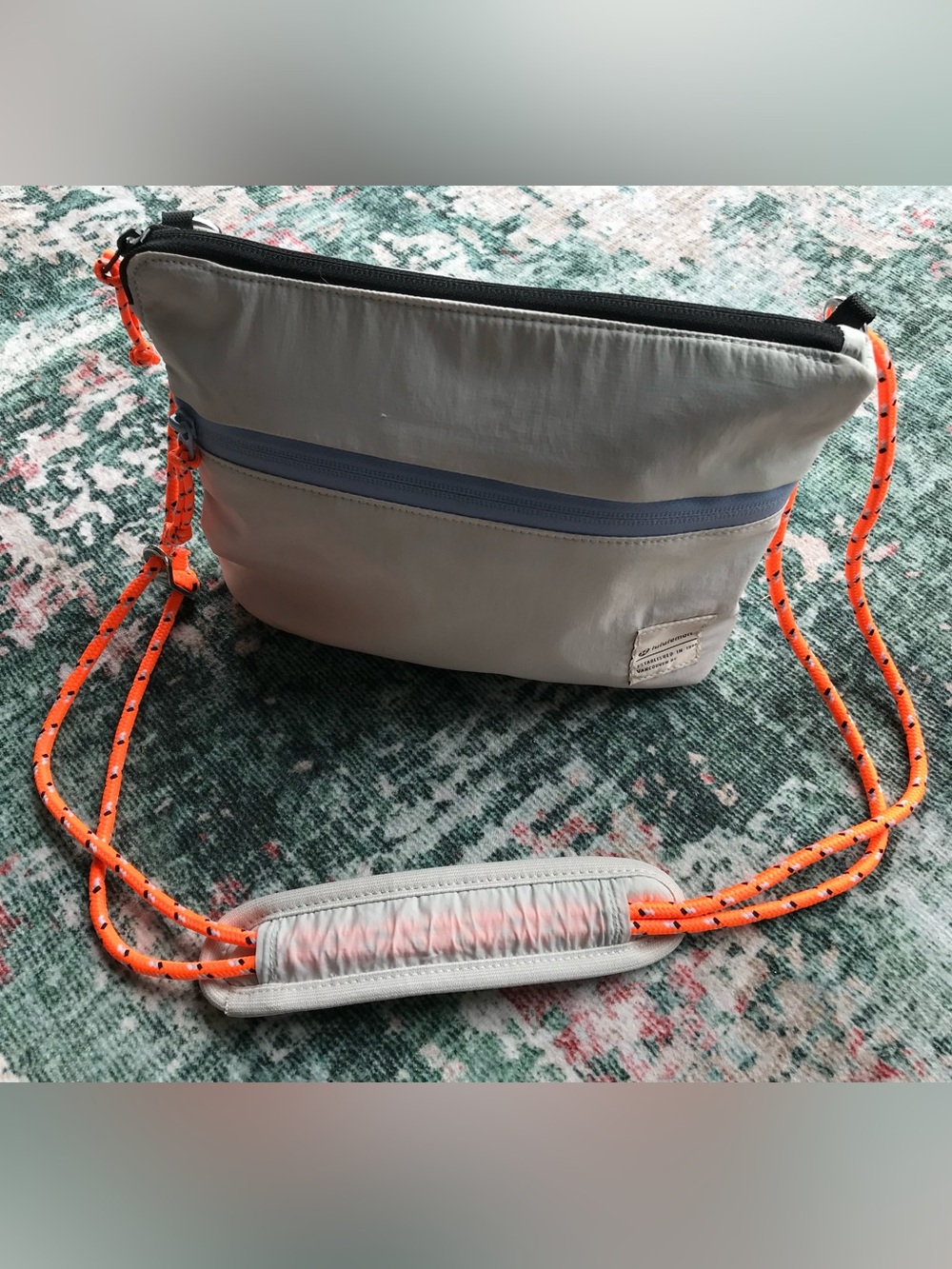 lululemon athletica Light Gray Crossbody with Bright Orange Rope Strap